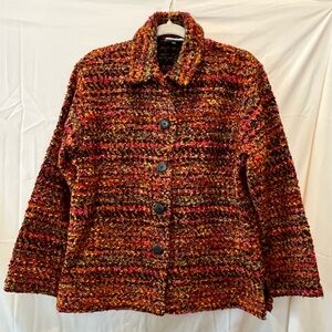 EUC Chico’s multi colored boulce jacket